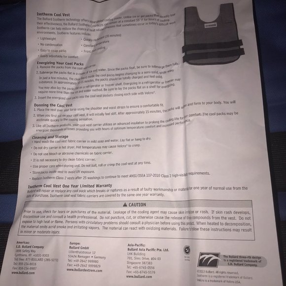 Bullard Isotherm Cooling Vest- Brand New - Size M/L - Picture 4 of 9